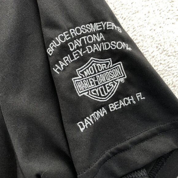 Harley-Davidson Mens Polo Shirt Large Black Bruce Rossmeyers Daytona Beac FL - Picture 6 of 12
